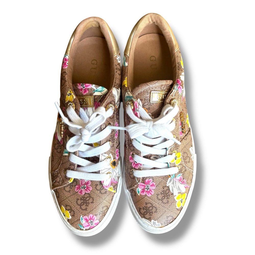 GUESS Women’s Shoes Size 9.5 M Floral Design Sneaker Low Top Lace Up - Picture 5 of 8